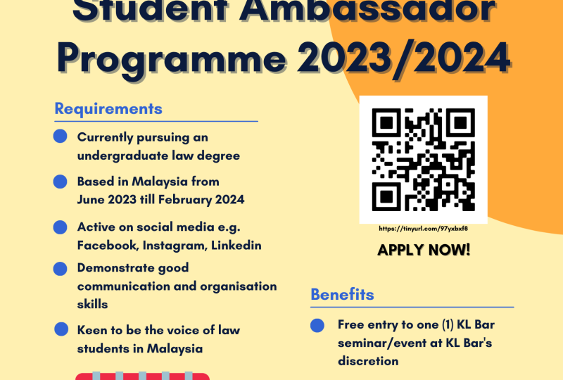 Application Deadline Extended | KLBC Young Lawyers Committee Student Ambassador Programme 2023/2024