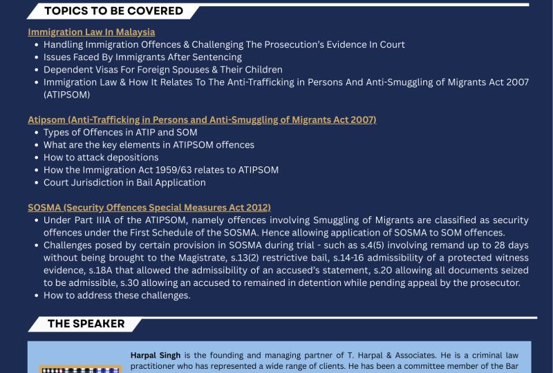 Seminar On Immigration, ATIPSOM & SOSMA On 18 September 2025