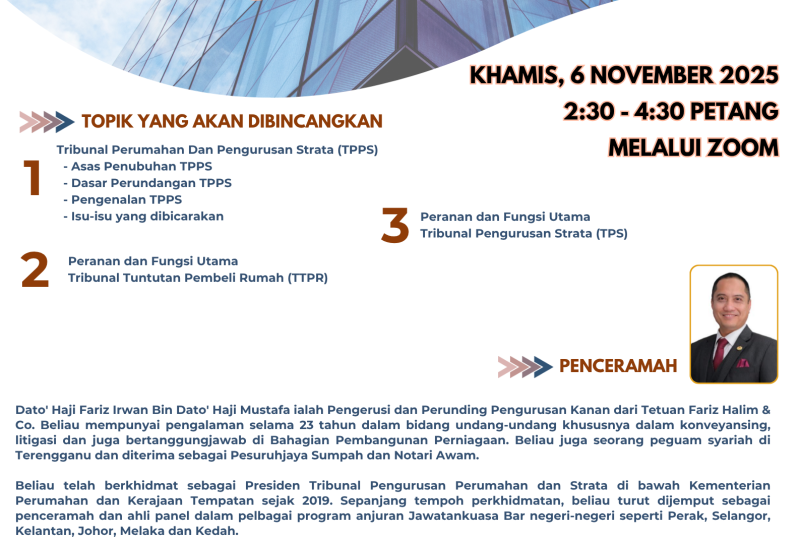 Undang-Undang Berkaitan Tribunal Perumahan Dan Pengurusan Strata Pada 6 November 2025