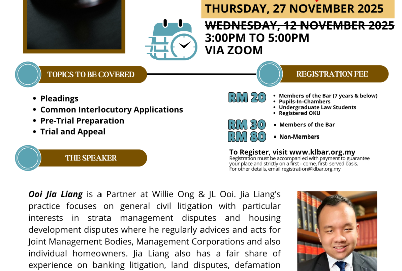 RESCHEDULED | The Basics Of Civil Litigation On 27 November 2025