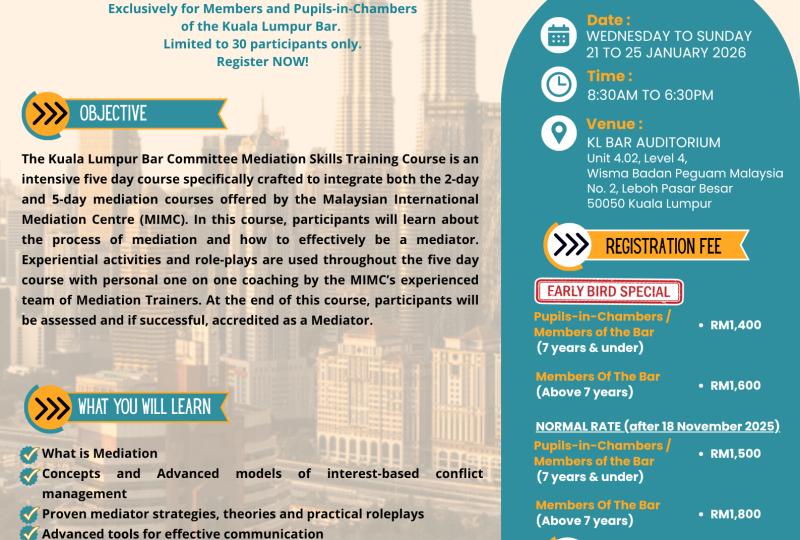 Mediation Skills Training Course On 21 To 25 January 2026