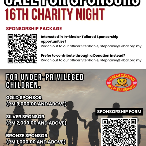 Call For Sponsors: KLBC YLC 16th Charity Night On 16 January 2026