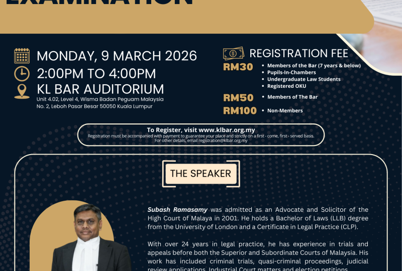 Criminal Advocacy: The Art Of Cross-Examination On 9 March 2026