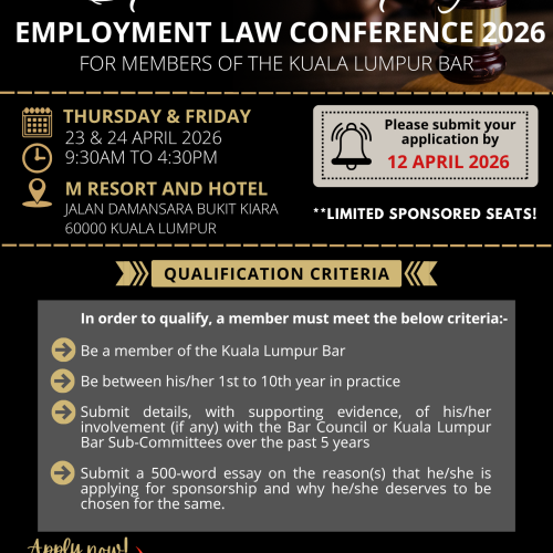 Sponsorship Of Employment Law Conference 2026 For Members Of The Kuala Lumpur Bar