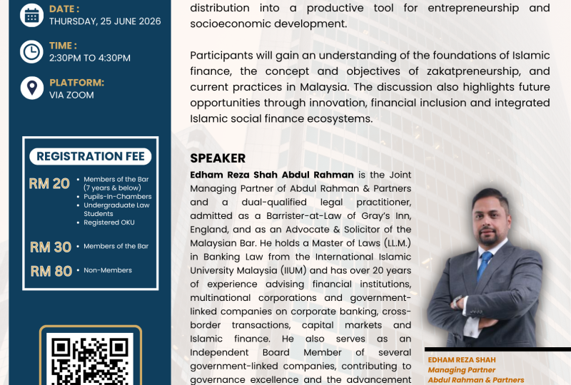 Zakatpreneurship : A Social Finance Tool For Modern And Sustainable Economic Empowerment On 25 June 2026