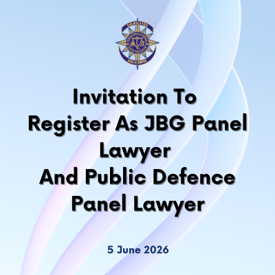 Invitation To Register As JBG Panel Lawyer And Public Defence Panel Lawyer