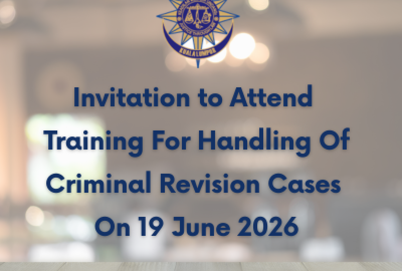 Invitation to Attend Training For Handling Of Criminal Revision Cases 19 June 2026