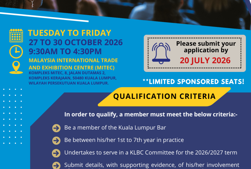 Sponsorship Of Delegate Pass For International Malaysia Law Conference 2026