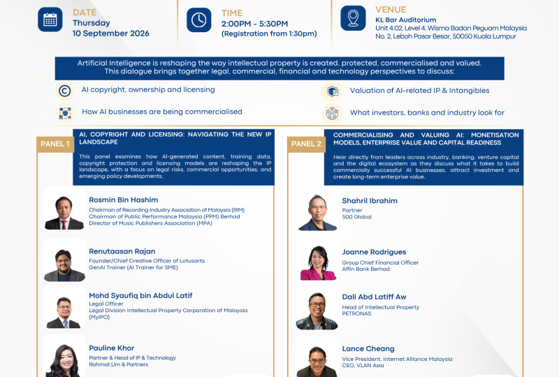 Industry Dialogue On AI, IP & Capital : Opportunities And Headwinds On 10 September 2026