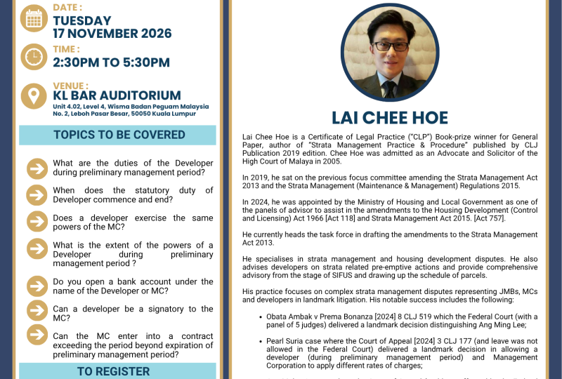 The Developer’s Duties And Obligations In Establishing A Management Corporation On 17 November 2026