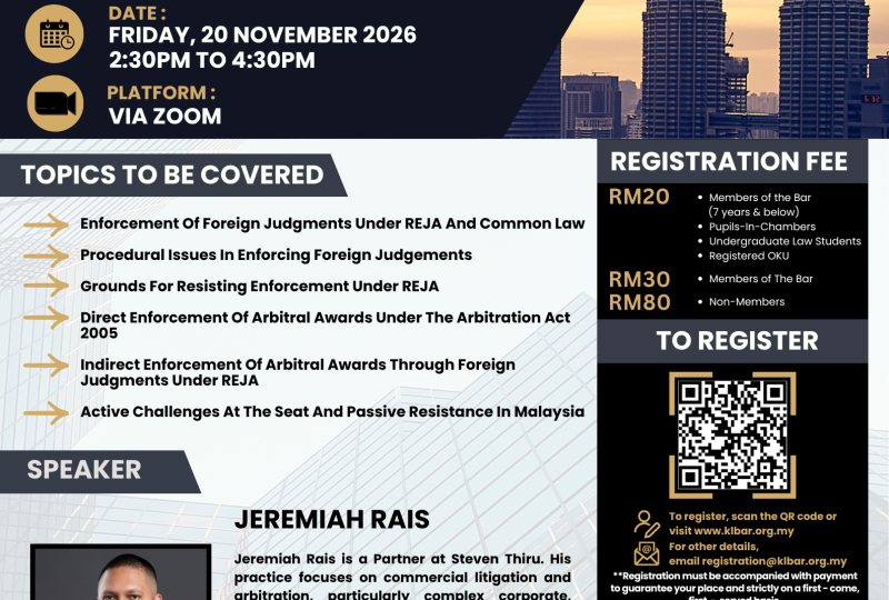 Foreign Judgments And Arbitral Awards: Enforcement And Resistance In Malaysia On 20 November 2026