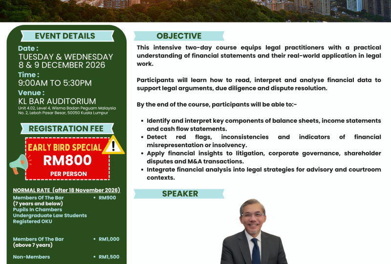 Financial Statements: A Crash Course For Lawyers On 8 & 9 December 2026